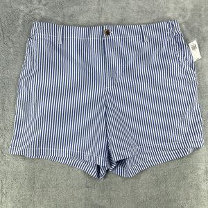 Old Navy OG Chino Short Men's XL Seersucker White Blue Striped Cotton Stretch